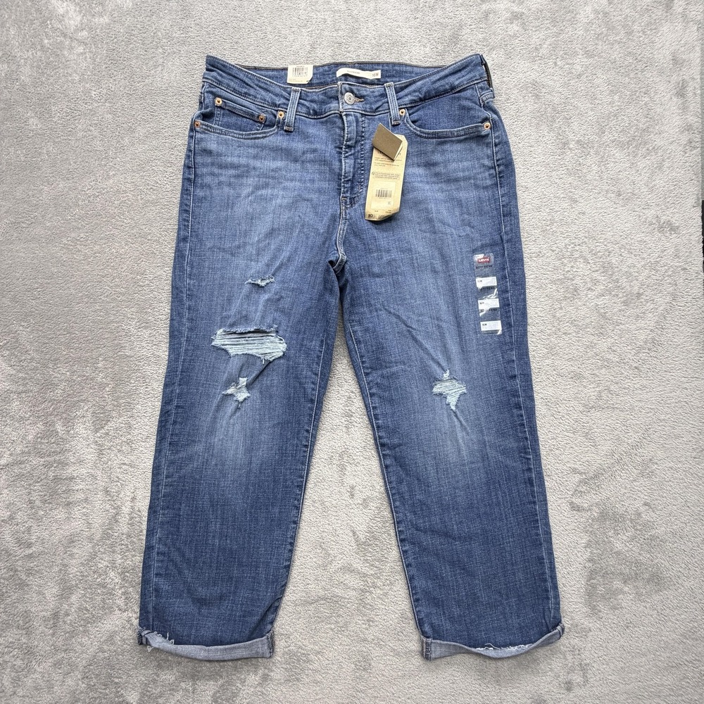 Levi's Boyfriend Jeans Womens 16W Blue Mid Rise Relaxed Tapered Denim Stretch